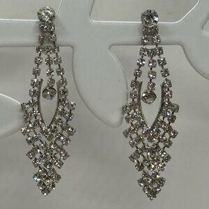 Long rhinestone chandelier earrings